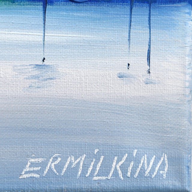 Rainy Memories - Original Cool-Tone Figurative Abstract Oil Painting on Canvas by Ekaterina Ermilkina For Sale - Image 9 of 9