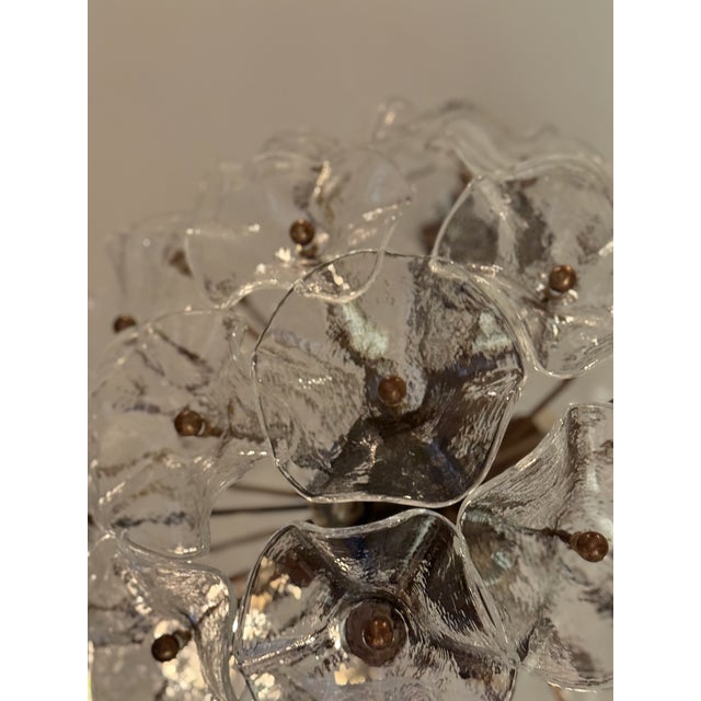 Italian Murano Glass Ball Chandelier with Floral Formed Prisms For Sale - Image 10 of 12