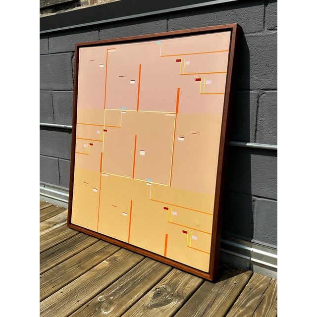 Mid-Century Modern Mid 20th Century Vintage Geometric Abstract Painting For Sale - Image 3 of 3