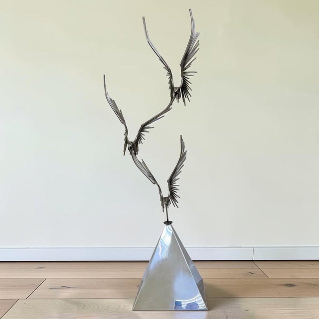 1976 Curtis Jere “Birds of Flight” Chrome and Metal Sculpture For Sale In Miami - Image 6 of 10