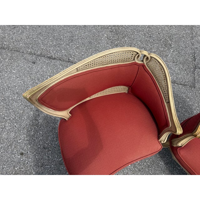 1940s French Provincial Fauteuil Carved Wood Upholstered Chairs For Sale In West Palm - Image 6 of 17