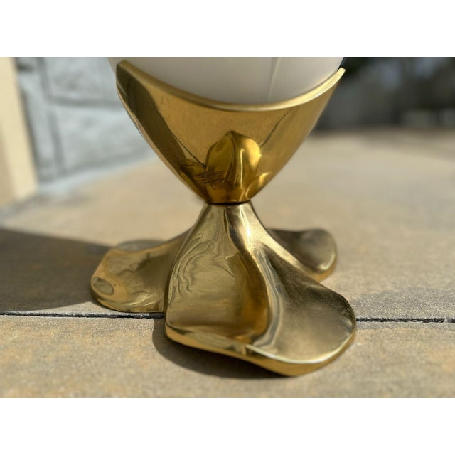 1970s Pair of Sculptural Mid-Century Table Lamps With Lucite-Style Shades & Brass Bases For Sale - Image 14 of 18