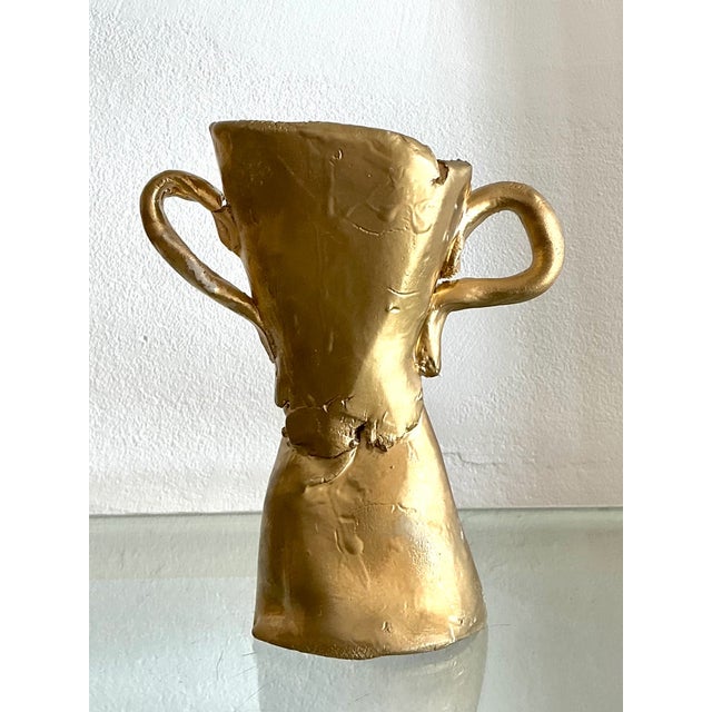 Vintage Ceramic Gold Plated Last Place Trophy For Sale - Image 9 of 12
