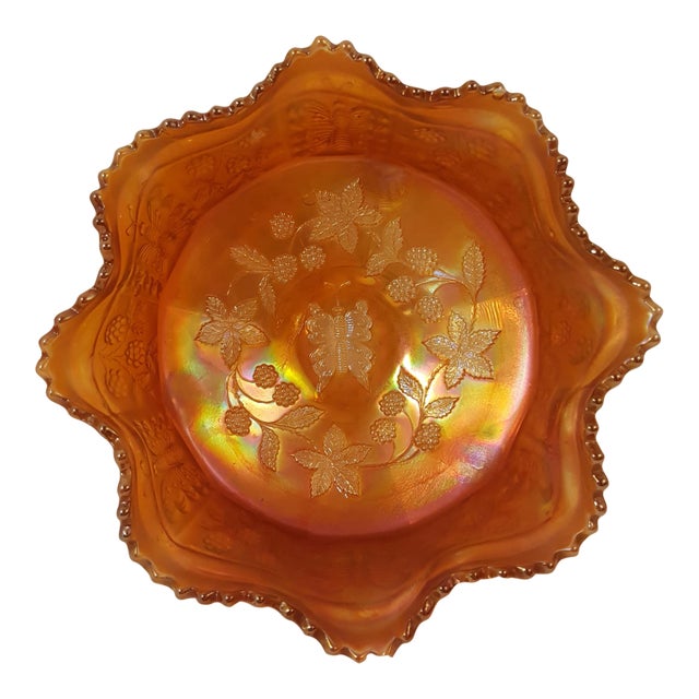 Fenton Marigold Butterfly And Berry Bowl For Sale