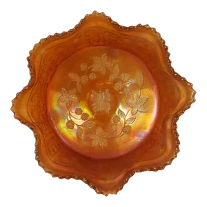 Fenton Marigold Butterfly And Berry Bowl