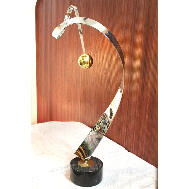 Abstract Tall Tabletop Sculpture Abstract Steel Ribbon Twist For Sale - Image 3 of 4