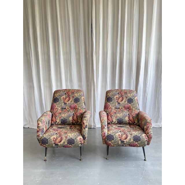 Mid-Century Modern Mid-Century Floral Upholstery Armchair in the style of Marco Zanuso, Italy, 1970s For Sale - Image 3 of 18