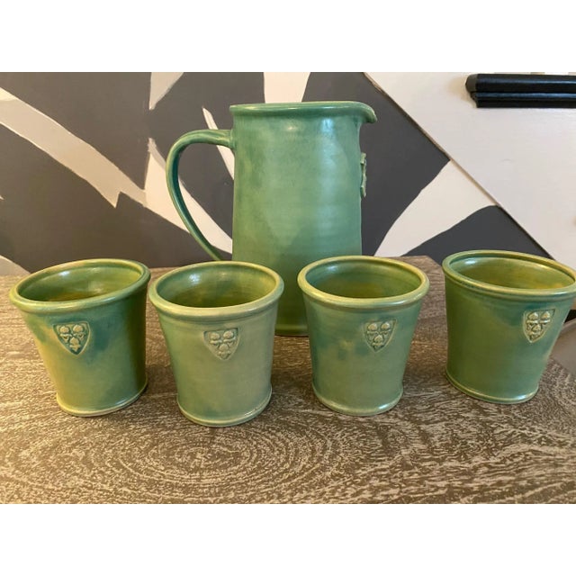 Arts and Crafts Ceramic Pitcher With Cups - 5 Piece Set For Sale - Image 9 of 9