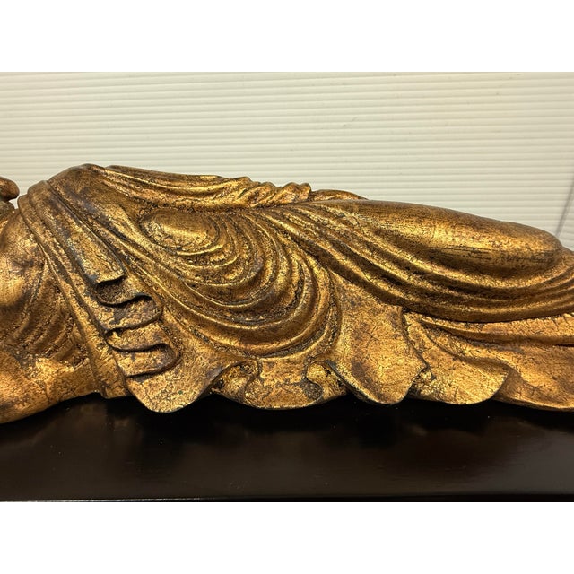 Gold Reclining Buddha Statue For Sale - Image 8 of 12