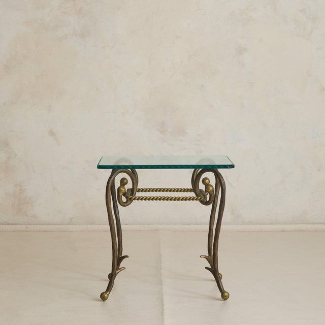 1960s French Gilt Iron + Scalloped Glass Accent Table, 1960s - 2 Available For Sale - Image 5 of 11