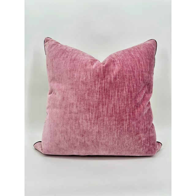 Cut Velvet Multicolor Stripe Lavender Velvet Pillow- a Pair For Sale - Image 9 of 12