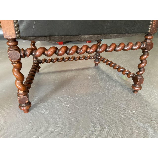 Antique Barley Twist Carved Lion Arm Chair For Sale - Image 4 of 9