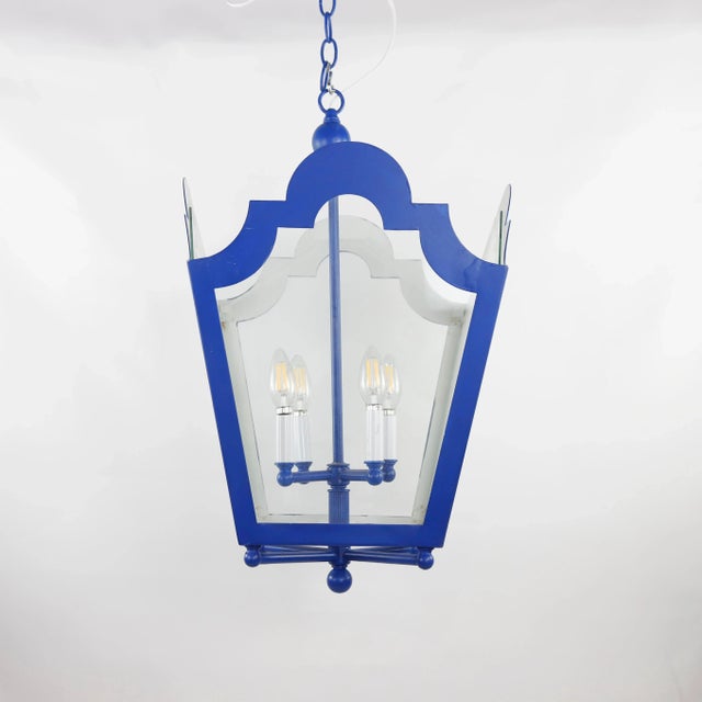 Blue Elegant Blue Four-Light Chandelier For Sale - Image 8 of 11