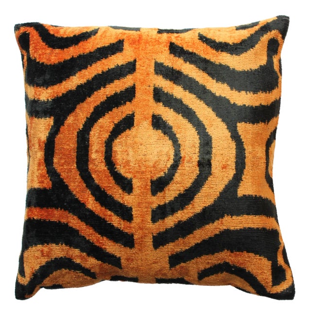 Contemporary Tiger Print Silk Velvet Handmade Pillow For Sale - Image 11 of 11
