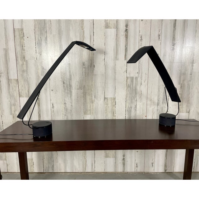 A pair of "Dove" task lamps designed by Mario Barbaglia and Marco Colombo for PAF Studio, Italy, 1980s. These lamps have a...