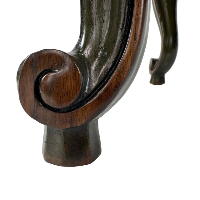 Brown Unique Vintage French Provincial Style Carved Two Tone Green and Brown Coffee Table For Sale - Image 8 of 13