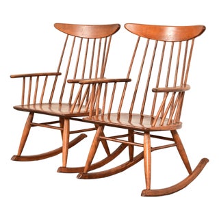 Russel Wright for Conant Ball Solid Birch Rocking Chairs | Pair For Sale