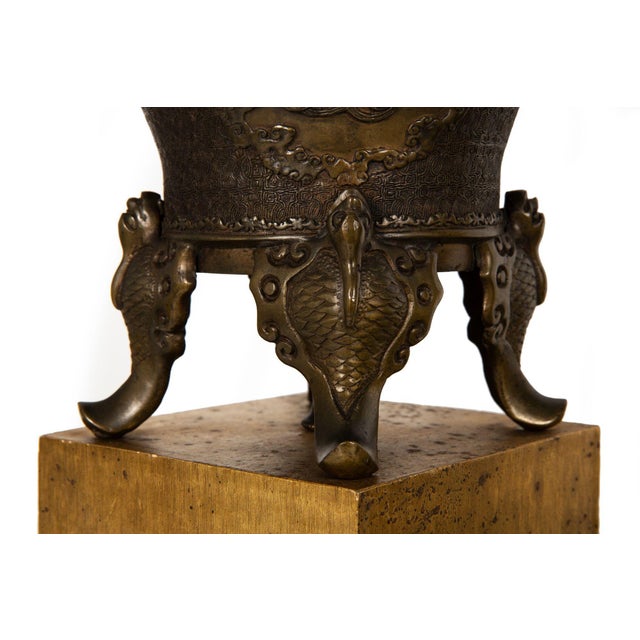 Pair of Antique Japanese Bronze Vasiform Table Lamps For Sale - Image 9 of 18