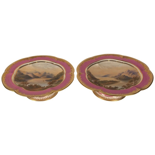Pair of 19th Century Antique English Hand Painted Porcelain Compotes For Sale - Image 13 of 13