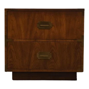 Dixie Furniture Walnut Italian Campaign Style 24" Two Drawer Nightstand 767-621