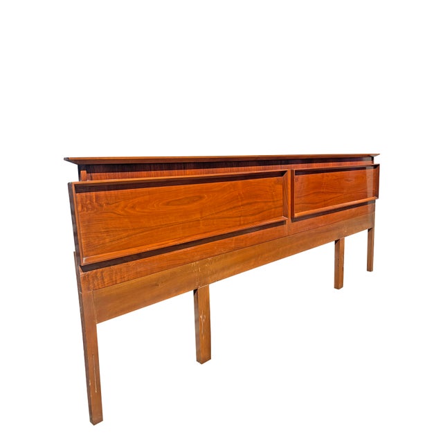 Vintage Mid Century Modern King Headboard in Tiered Sculpted Design Stunning design. Heavy real quality. Walnut with...