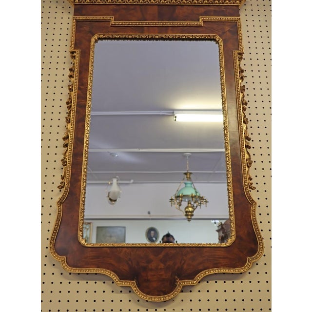 1990s 1990s Italian Made Chippendale Regency Style Burl Wood & Gold Paint Mirror For Sale - Image 5 of 9