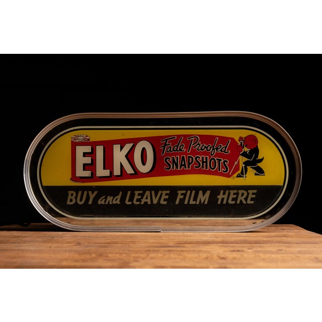Mid-Century Modern Elko Fade Proofed Snapshots Lighted Sign For Sale - Image 3 of 8