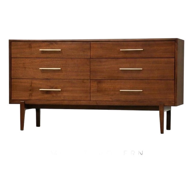 1960s Refinished Walnut Long Dresser by Ramseur For Sale