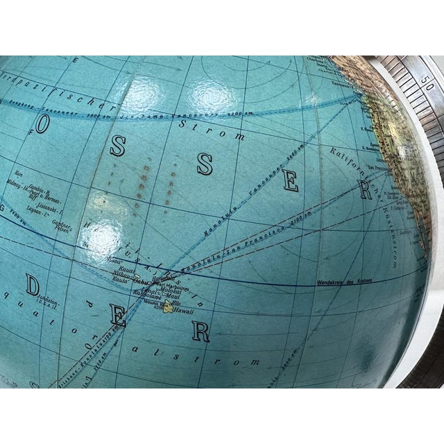 Illuminated Model Duo Table Glass Globe with Chrome-Plated Semi-Meridian by Paul Oestergaard for Columbus Verlag, West-Germany, 1950s For Sale - Image 14 of 18