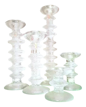 Finnish Festivo Glass Candleholders by Timo Sarpaneva for Iittala, Set of 5