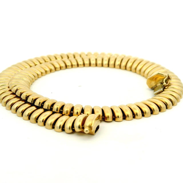 Metal Vintage Italian 14k Gold Tubogas Collar Necklace, Circa 1975 For Sale - Image 7 of 13
