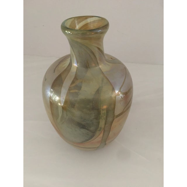Yellow 1970’s Christopher Ries Art Glass Vase For Sale - Image 8 of 10