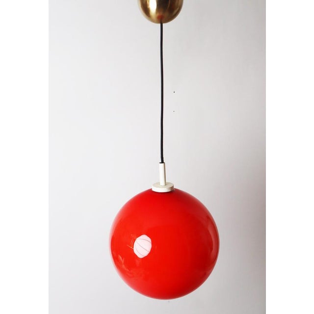 1960s Red Glass Sun Ball Hanging Lamp, Germany, 1960s For Sale - Image 5 of 18