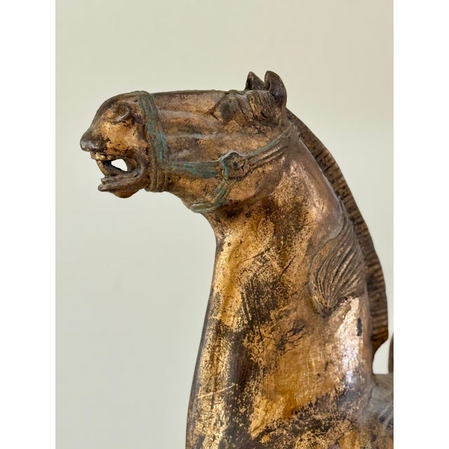 Late 19th Century Chinese Carved, Gilt and Polychrome Wooden Horse For Sale - Image 13 of 15