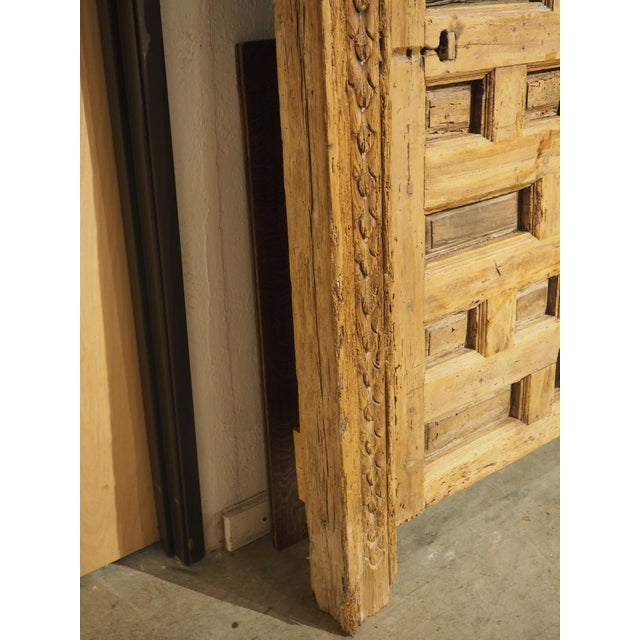 18th Century Spanish Paneled Pine and Walnut Door With Frame For Sale - Image 13 of 18