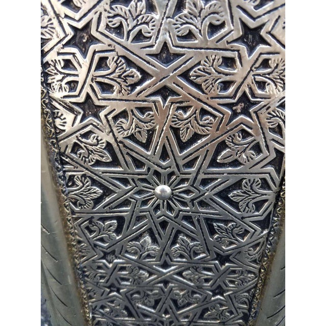 Moroccan Hexagonal Metal Inlaid Side Table For Sale - Image 4 of 7