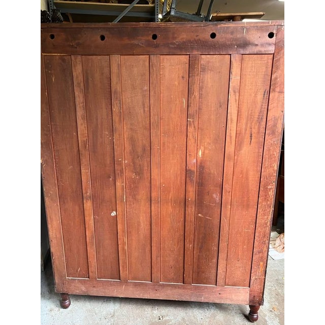 Antique American Empire Carved Wood Double Glass Door Bookcase For Sale - Image 11 of 11