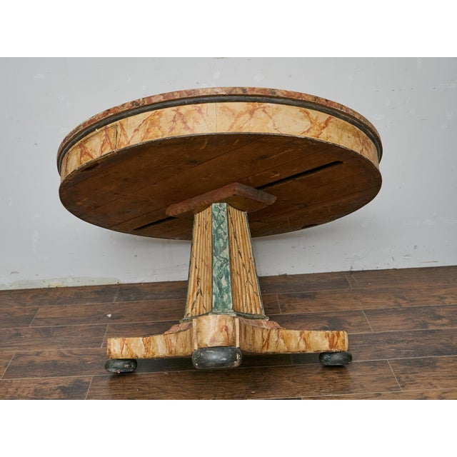 19th Century Italian Faux Painted Center Table with Trompe-l’Œil Marble Finish For Sale - Image 10 of 12