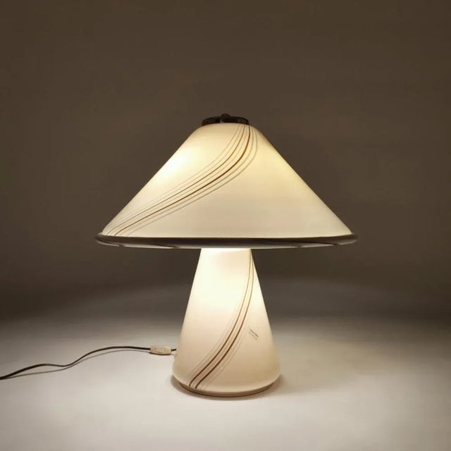 Metal Italian Murano Glass Table Lamp by Venini, 1970s For Sale - Image 7 of 11