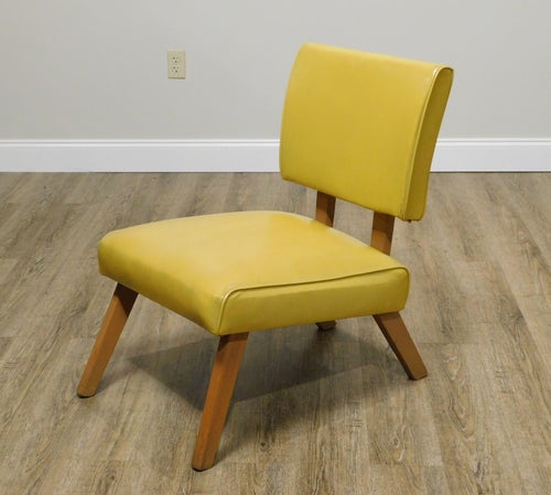 Mid Century Modern 1950 Yellow Vinyl Viking Artline Slipper Chair