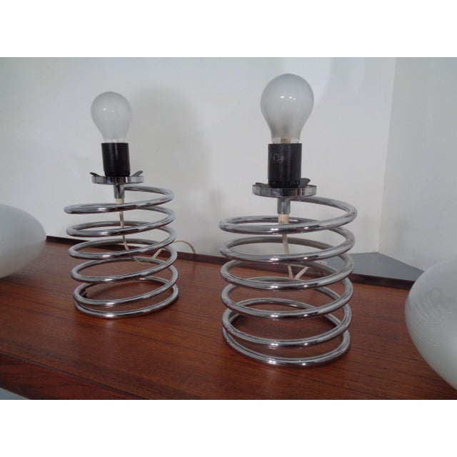 Opaline Glass and Chrome Spiral Table Lamp by Ingo Maurer for Honsel, Germany, 1970s For Sale - Image 9 of 13