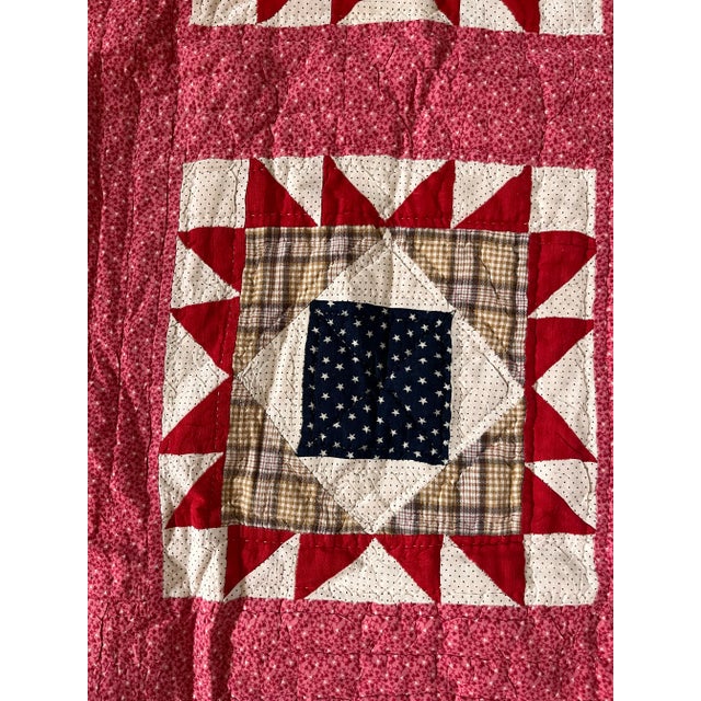Textile Antique Hand Stitched Quilt For Sale - Image 7 of 11