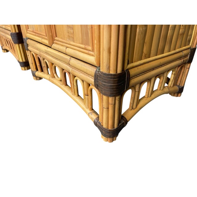 Vintage Split Bamboo Nightstands, a Pair, Coastal, Boho / Hollywood Regency, Organic For Sale In Naples, FL - Image 6 of 12