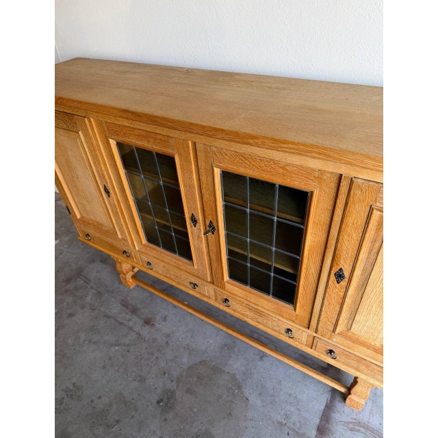 Danish Carved Oak Brutalist Sideboard by Henning Kjærnulf – Mid-Century Modern Credenza For Sale - Image 10 of 10