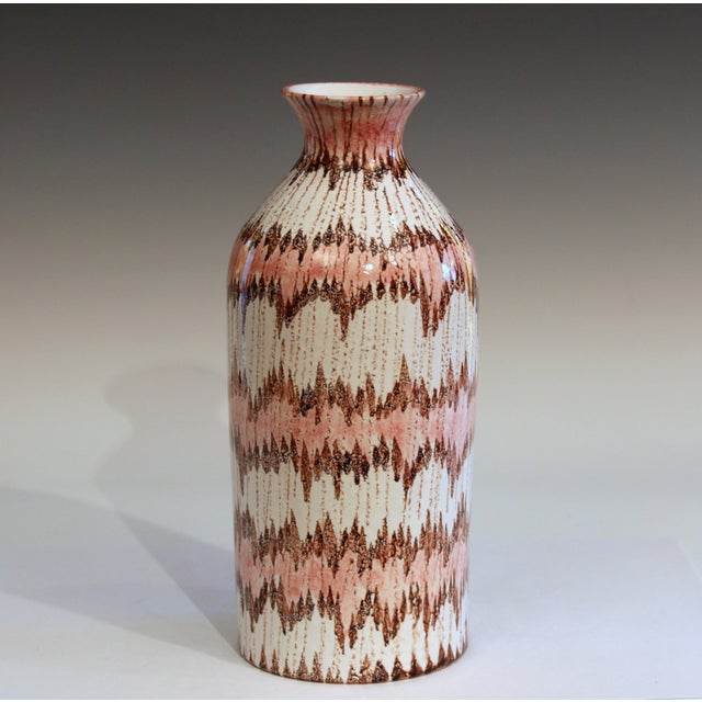 Early V-mark 1950s Bitossi vase decorated with jagged electric current decor, circa 1950s. Measures: 11 1/8" high, 5 1/8"...