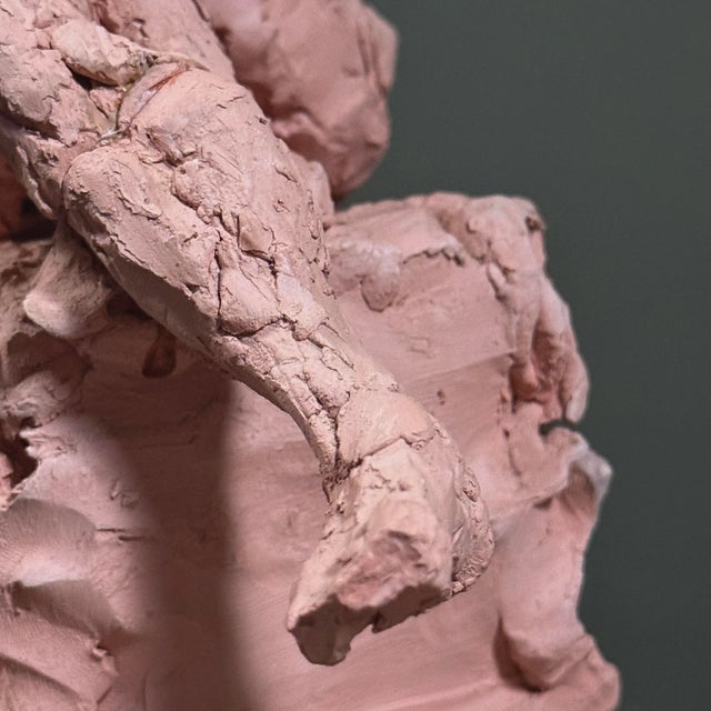 Pink Vintage Neo-Expressionist/Brutalist Male Figurative Clay Sculpture For Sale - Image 8 of 11