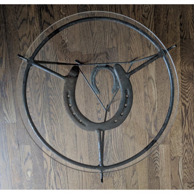 Vintage Southwest Cowboy Wrought Iron Horseshoe Plant Stand For Sale - Image 12 of 12