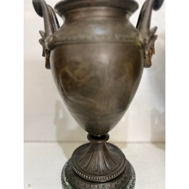 Metal Patinated Spelter Vases, 19th Century, Set of 2 For Sale - Image 7 of 12