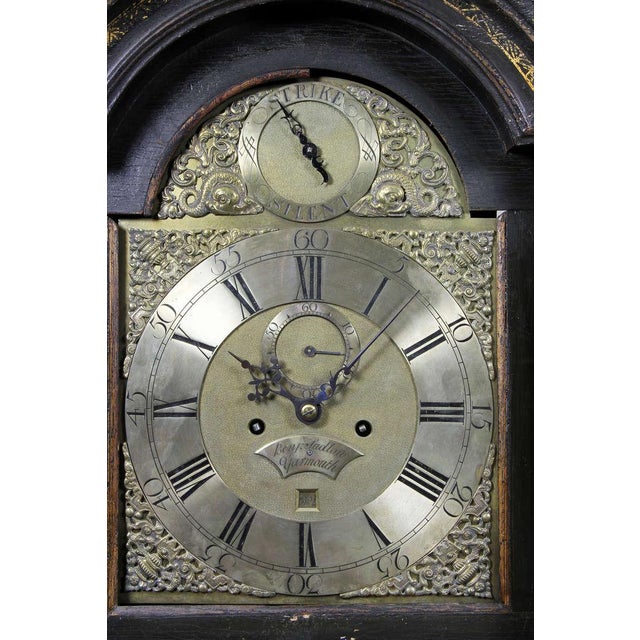 George III Green Japanned Tall Case Clock For Sale - Image 4 of 11