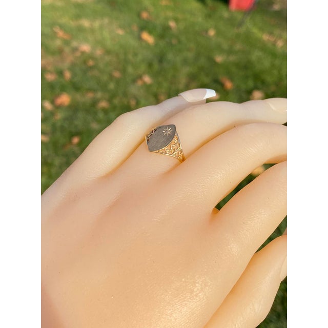 The 19th Avenue: Navette Shaped Signet Ring with Natural Diamond For Sale - Image 10 of 10